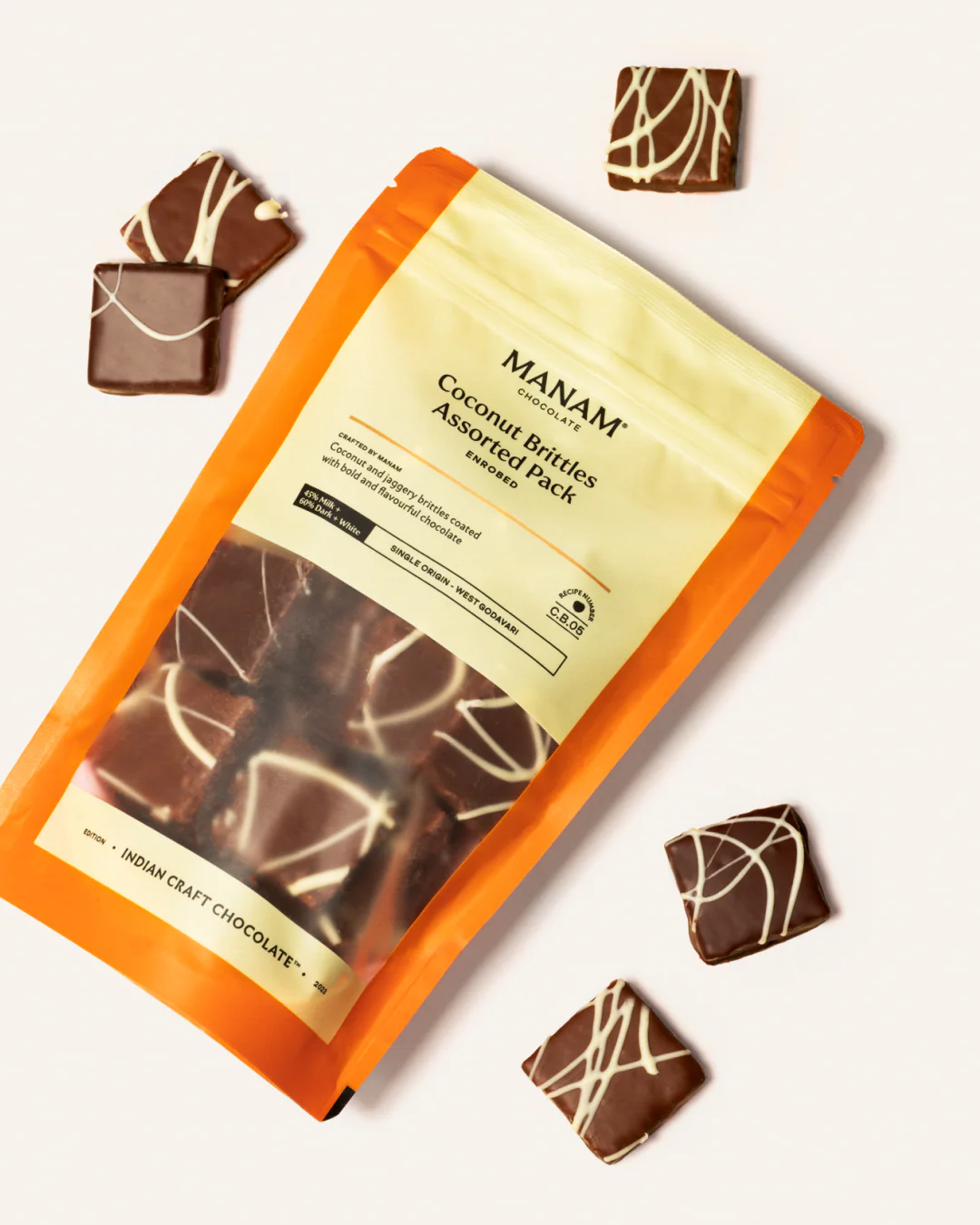Enrobed Chocolate Coconut Brittles - 45% Milk, 60% Dark & White - Image 2